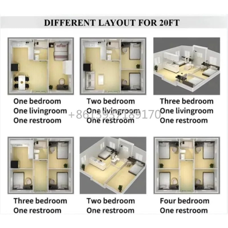 20FT Foldable Container Home with 2 Bedrooms Spacious Living Room & Modern Bathroom Stylish & Portable Tiny House for Adult