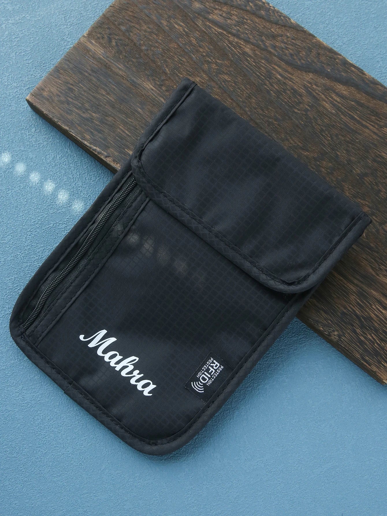 Custom Name RFID Blocking Neck Pouch Passport Bag Anti Radiation Nylon Travel Neck Wallet Portable Crossbody ID Card Holder