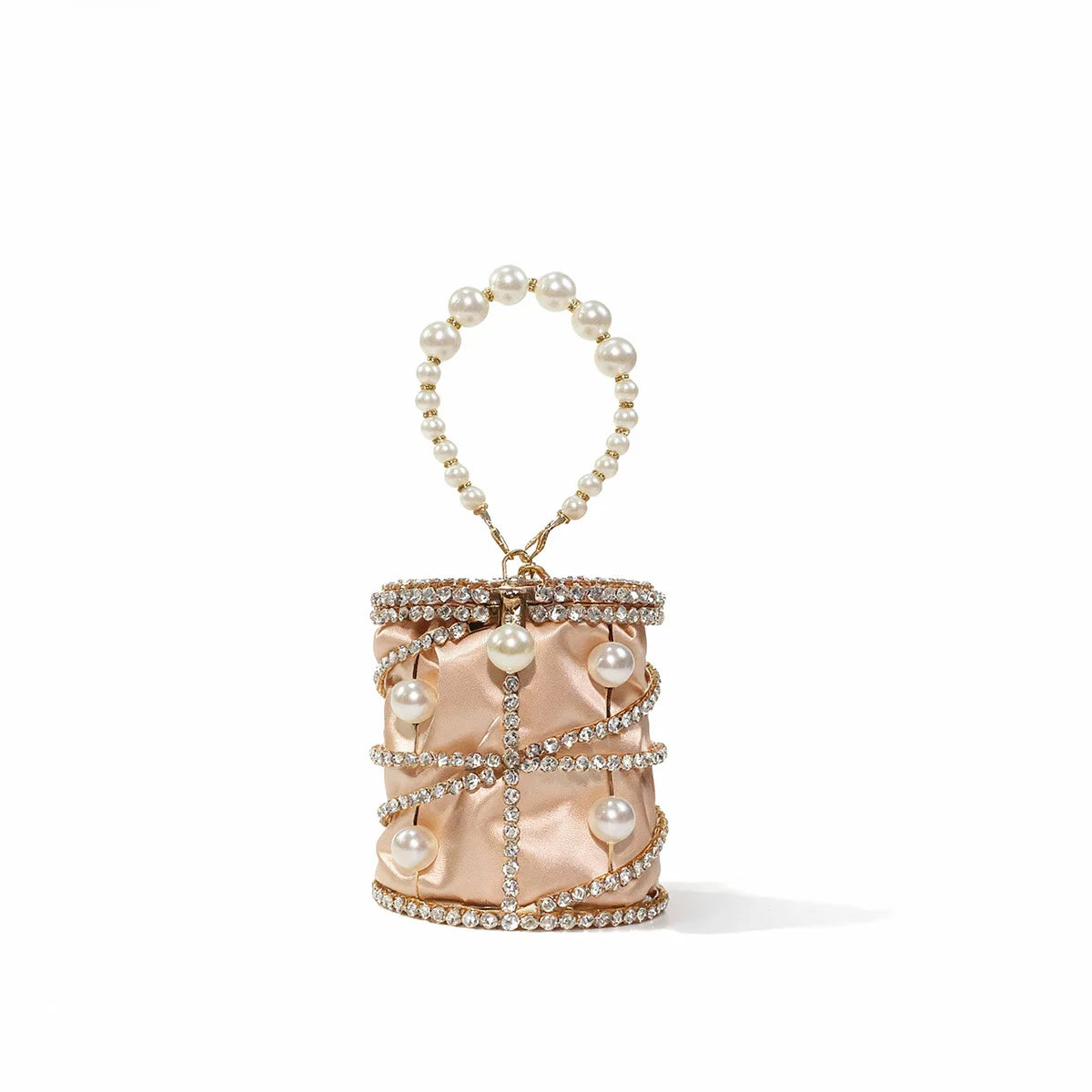 2026 Women's Pearl Bird Cage Bag Hollow Banquet Bag Shiny Light Luxury Dinner Clutch Bag