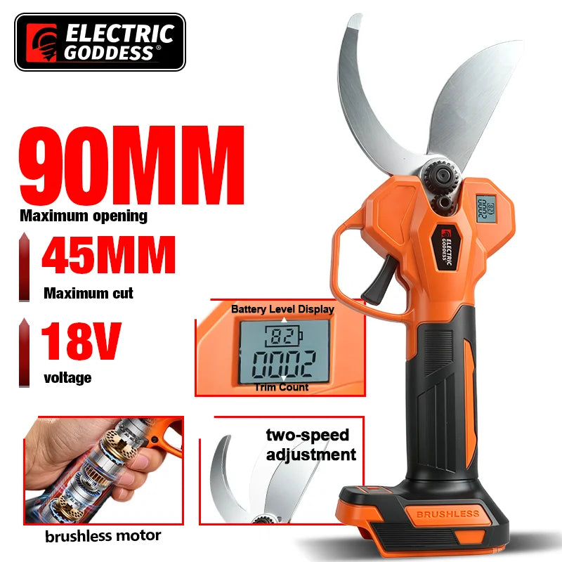 45mm Brushless Electric Pruning Shear 2 Gear Cordless Garden Fruit Tree Bonsai Beautify Tool for Makita 18V Battery Pins