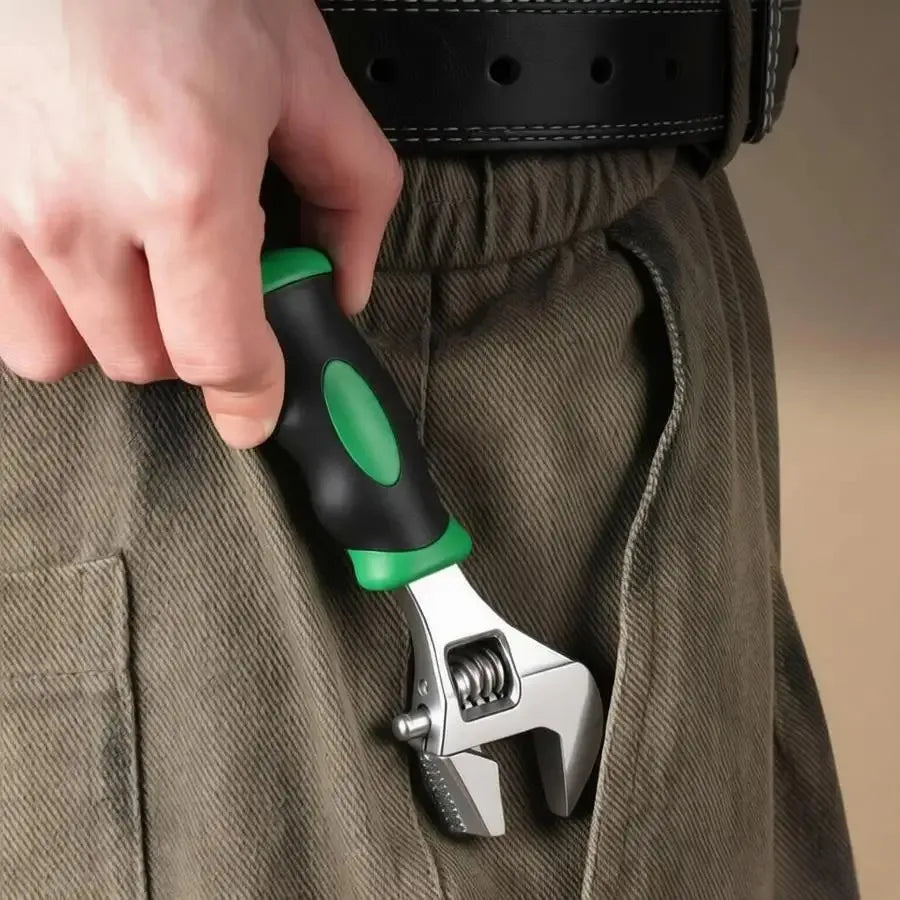 Mini Short Handle Adjustable Wrench Portable Pocket Pipe Wrench Large Opening Universal Home Plumbing Bathroom Repair Hand Tool
