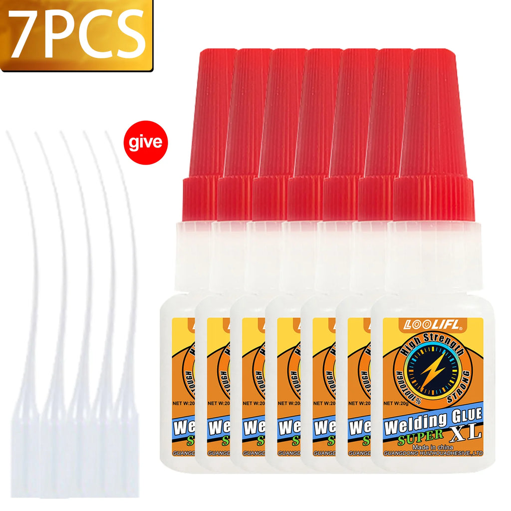 LOOLIFL Multi Purpose Super Glue Strong Fast Drying Adhesive Cyanoacrylate for Metal Plastic Glass DIY Bonding Liquid Glue Tool