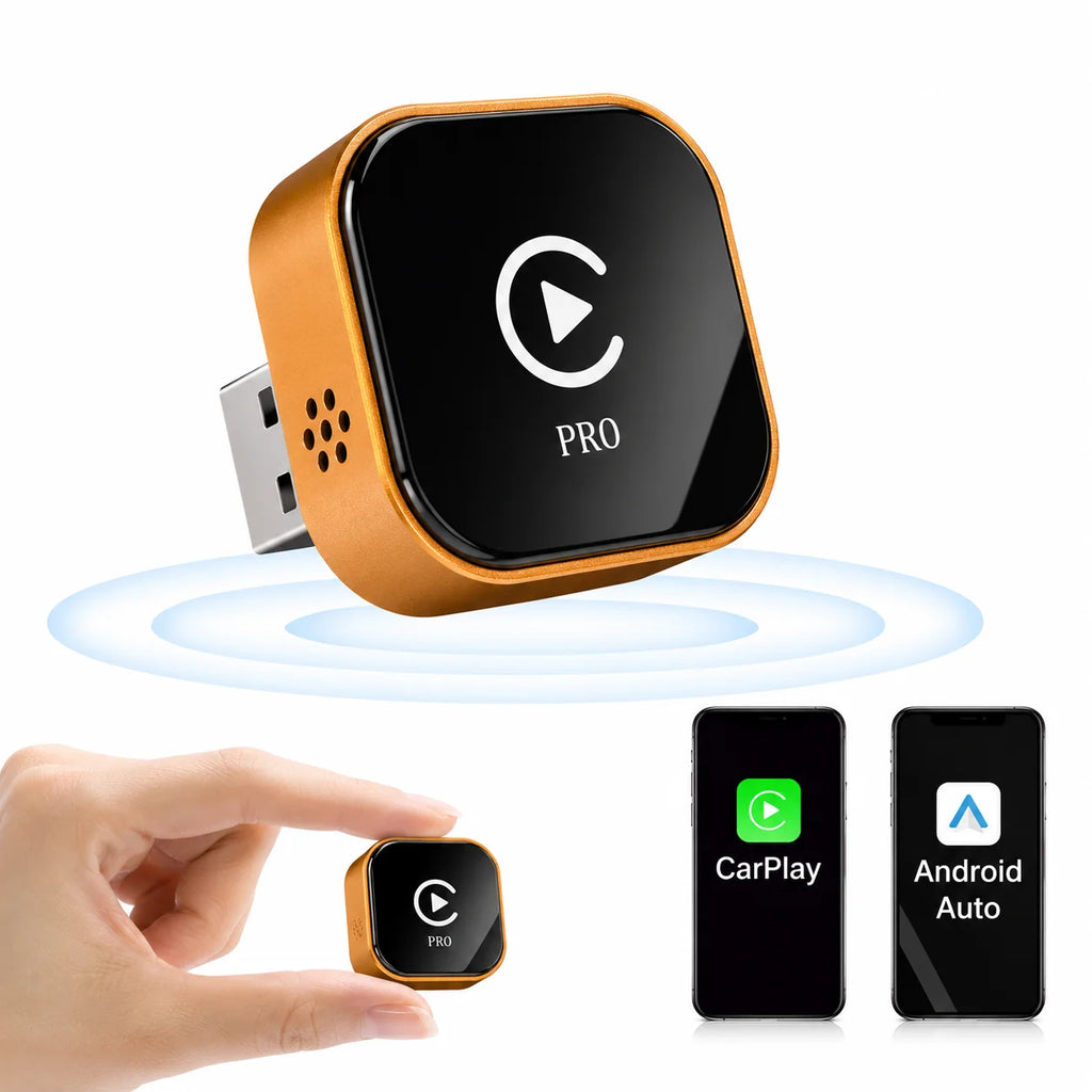 The Mini CarPlay Wireless Adapter and Android Auto Wireless Adapter convert wired CarPlay to wireless CarPlay. They come with GPS tracking capabilities and allow you to view your vehicle's real-time route and location on your