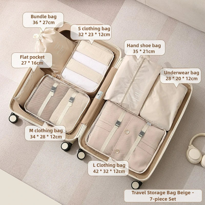 Clothing Storage Bag Travel Supplies Sub Packaging Bag Multifunctional Luggage Sorting Bag 7-piece Set Folding Storage Bag