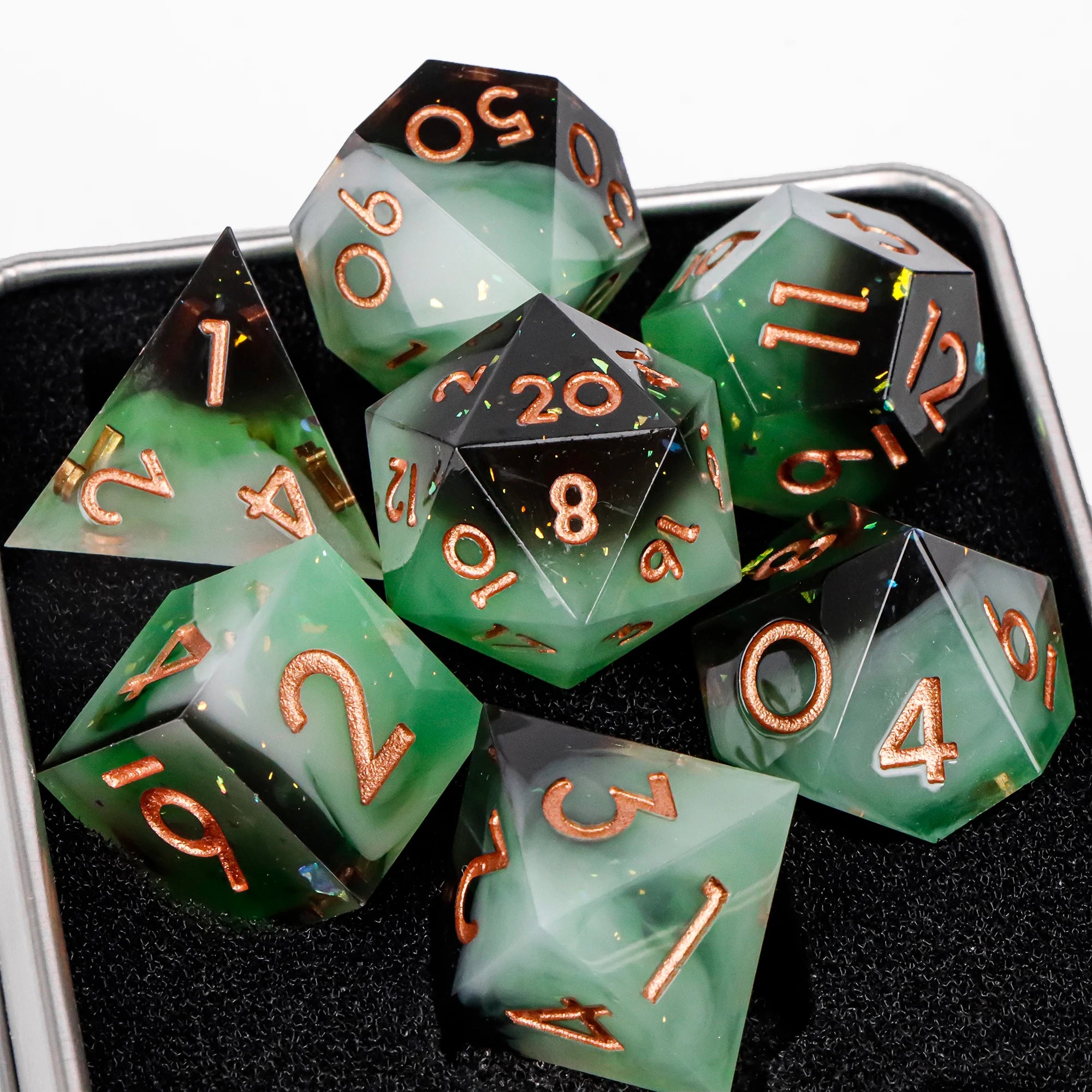 Blue Resin D&D Dice Set 7pcs Polyhedral Dice for Dungeons and Dragons, RPG Dice Role Playing Games D4, D6, D8, D10, D12, D20