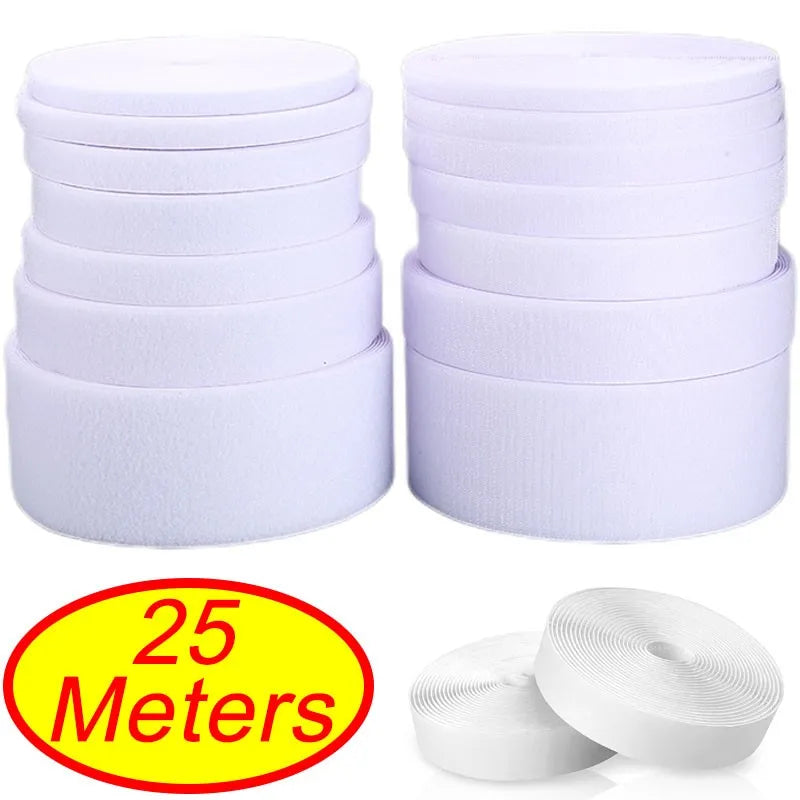 25Meter/Lot 16/20/25/30/38mm Black White Non-Adhesive Fastener Tape Hook and Loop Tape No Glue DIY Sewing Accessories Magic Tape