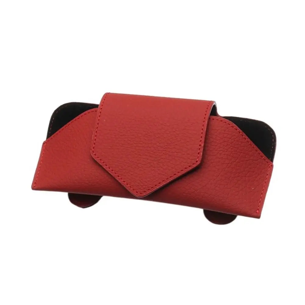 PU Leather Auto Eyeglasses Storage Case Sunglasses Clip Wear-Resistant Car Glasses Case Hidden Magnetic Closure