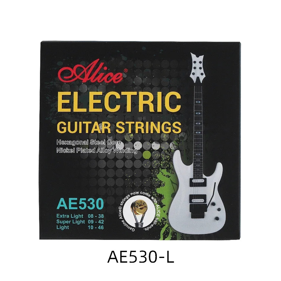 Alice AE530 Electric Guitar Strings Hexagonal Steel Core Nickel Plated Alloy Wound 008-038/009-042/010-046 Performance Practice