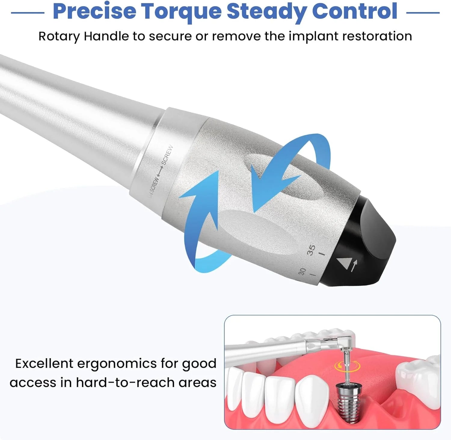 Dental implant torque wrench, universal dental implant tool kit, repair screwdriver blade tip