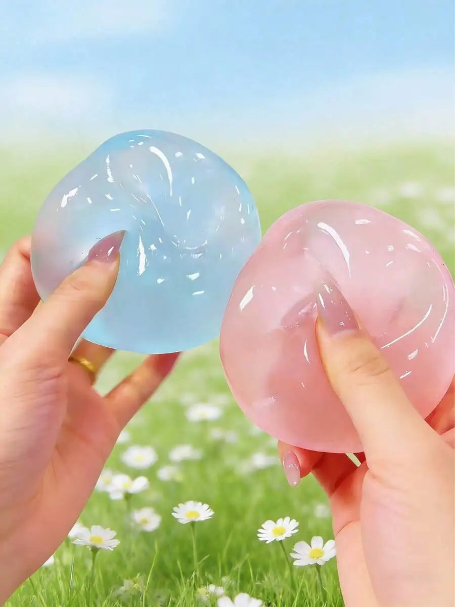 1/2pcs Moldable Slow Rebound Blue Coconut Oil Handmade Squeezing Ball, 6cm Round Malt Stress Relief Squeeze Toy