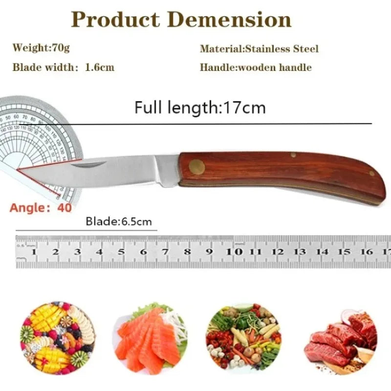 Mini Folding EDC Pocket Knife Stainless Steel Fruit Paring BBQ Hand Meat Knife Portable Cleaver Kitchen Chef Knife House Cutlery