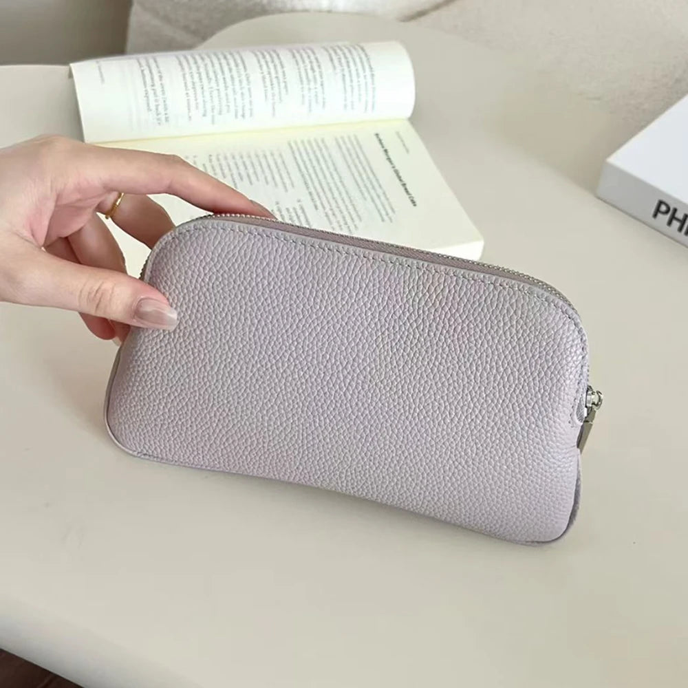 Luxury Simple Design Women Clutch Bag Custom Name 100% Genuine Leather Small Pouch Wallet For Ladies Gift Dropship Clutch Purse