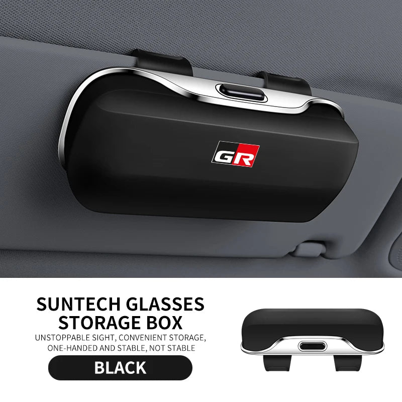 Car Eyewear Case Box Sunglasses Holder Sun Visor Storage Protective Frame Box Glasses Clip For Toyota GR Sport Rav4 Yaris Camry