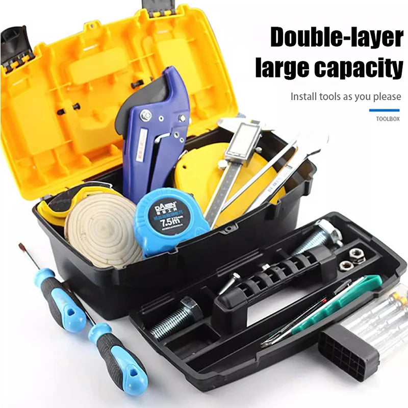15 Inch Hardware Tools box, Plastic Thick Combination Suitcase Electrician Carpenter Electric Drill Storage Box