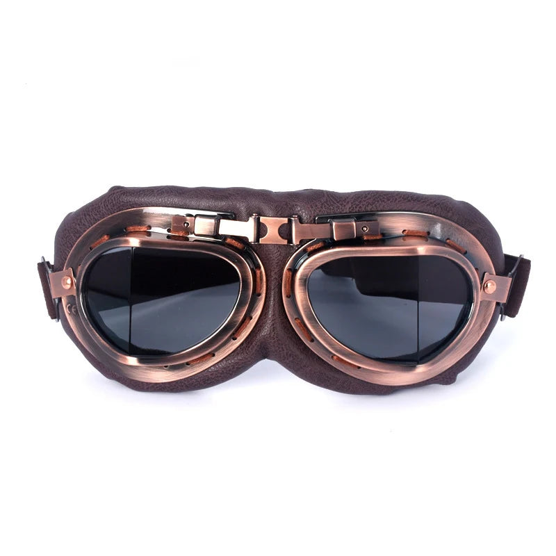 Vintage Leather Motorcycle Dirt Bike Goggles Pilot Motorbike Retro Jet Helmet Eyewear Glasses Outdoor Sports Goggle Glasses
