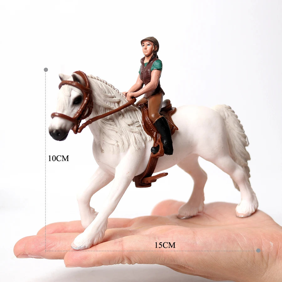 Realistic Equestrian Rider Horse with Saddle and Bridle Riding Playset Model Figures Decoration Educational Toys for Kids