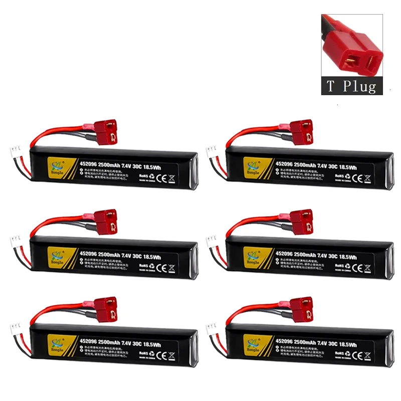 7.4V 2500mAh Lipo Battery Split Connection for Water Gun 2S 7.4V Battery for Mini Airsoft BB Air Pistol Electric Toys Guns Parts
