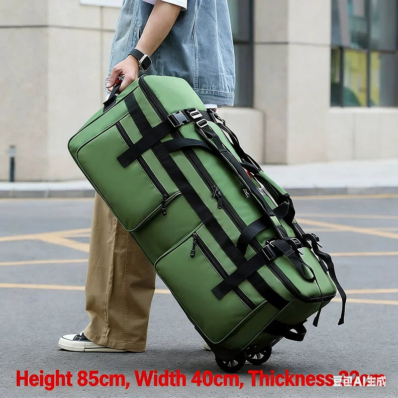90/110l Large Capacity Travel Backpack Foldable Belt Wheel Travel Bag Multi Functional Shipping Bags Wear-Resistant Luggage Bag