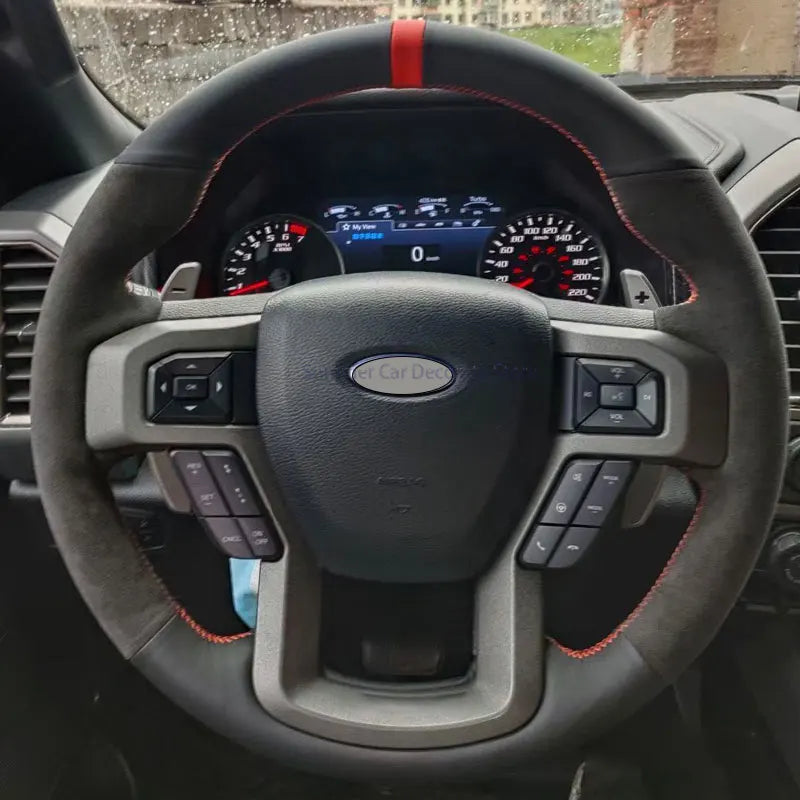 Customized Car Steering Wheel Cover For Ford Raptor F150 2015-2019 Style Original Version Of The Original Car Hand Suture Suede