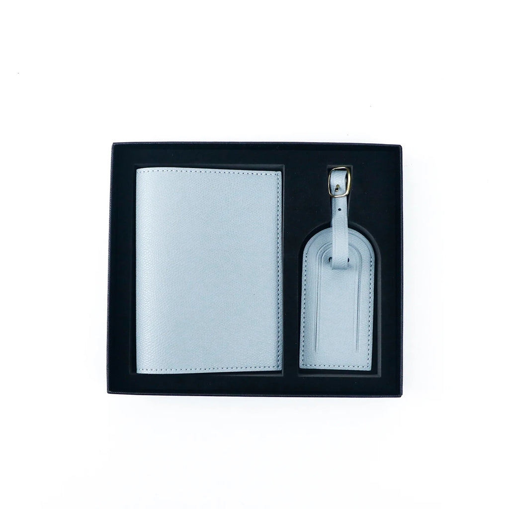 Customized name pu leather travel passport holder and luggage anti-loss label with essential travel gift box