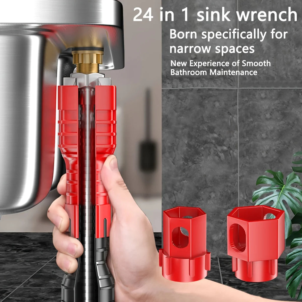 1pc  Bathroom & Kitchen Faucet Repair Tool Set - 24-in-1 Flume Wrenches