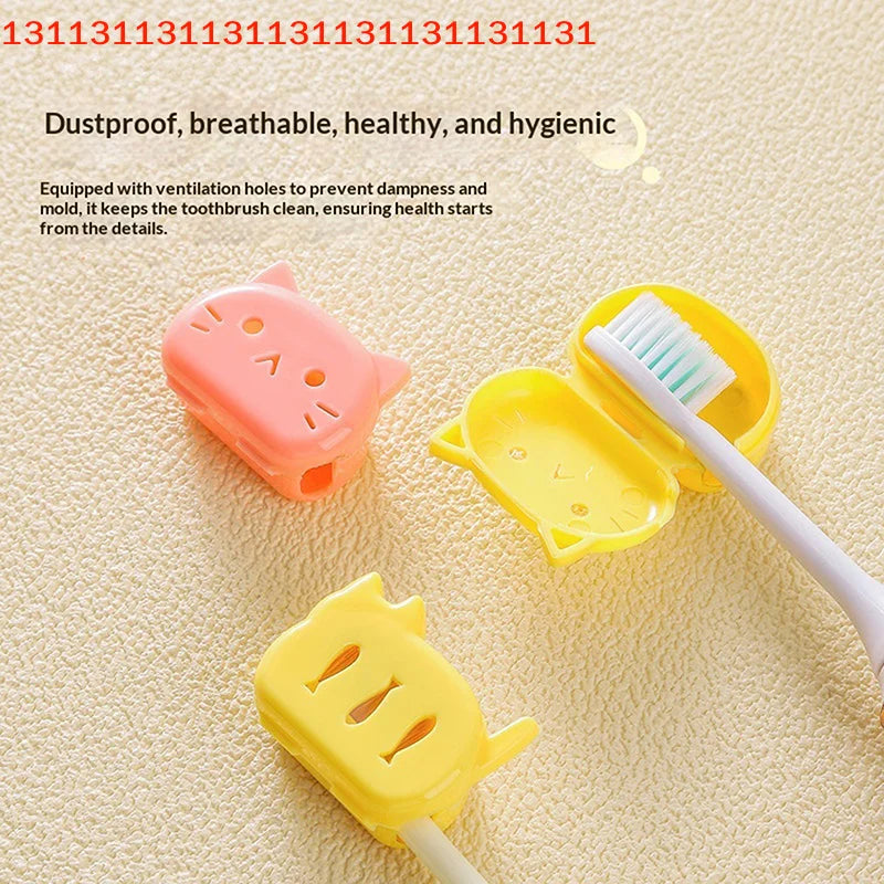 4pcs Cat Shape Travel Toothbrush Head Covers Toothbrush Protector Cap Case Protective Portable Plastic Clip For Household Travel