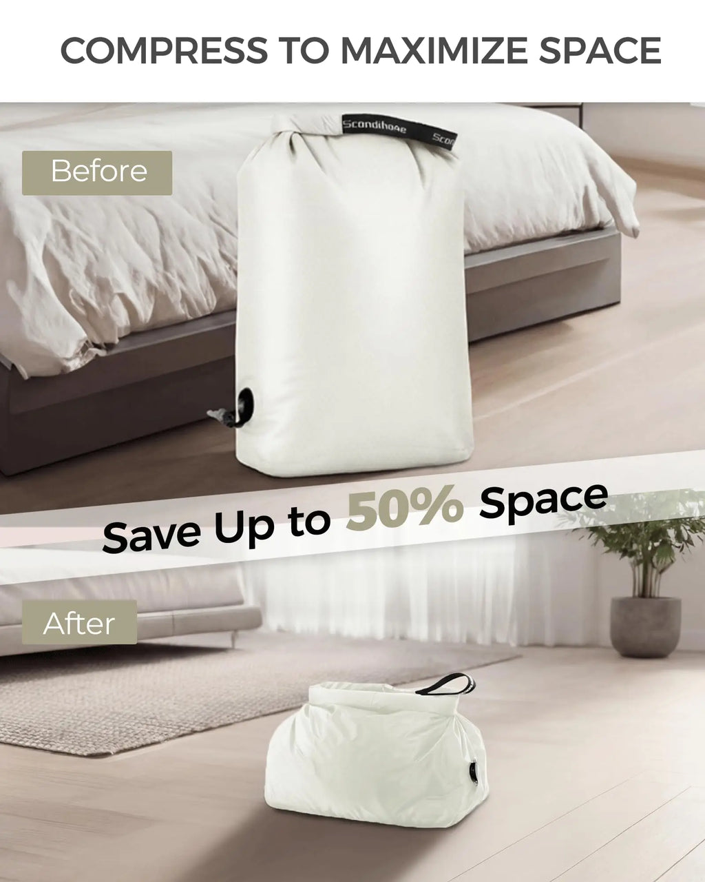 Travel Storage Bag Compression Sack Waterproof No Pump Vacuum Bag Clothes Organizer Space Saving Pouch for Backpacking Gym
