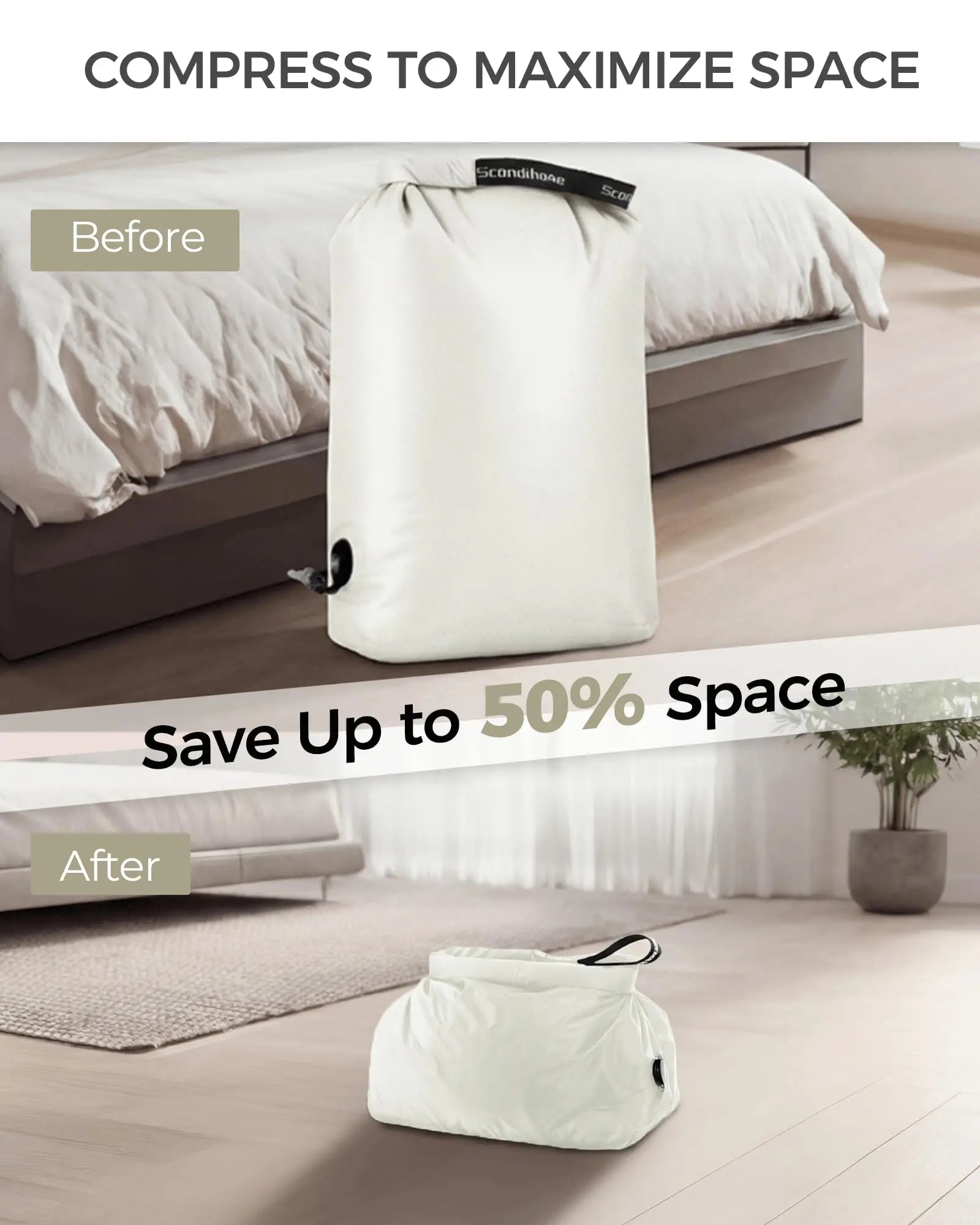 Travel Storage Bag Compression Sack Waterproof No Pump Vacuum Bag Clothes Organizer Space Saving Pouch for Backpacking Gym