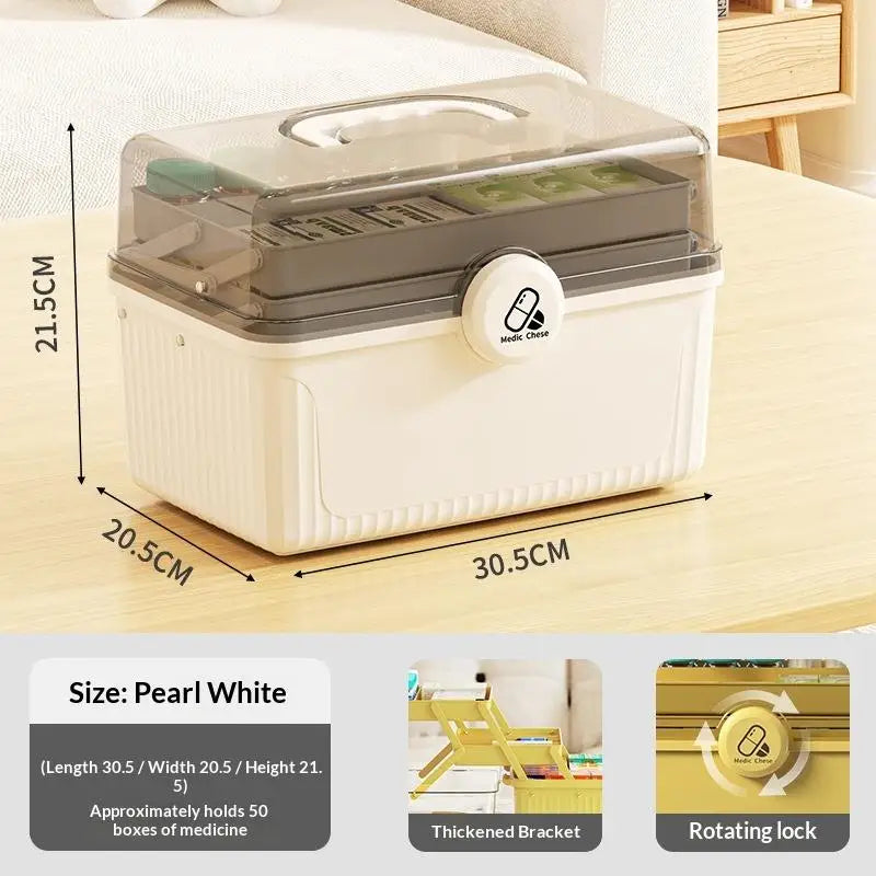 3 Tier Foldable Medicine Organizer With Multiple Compartments Perfect For Home Daily Medication First Aid Storage