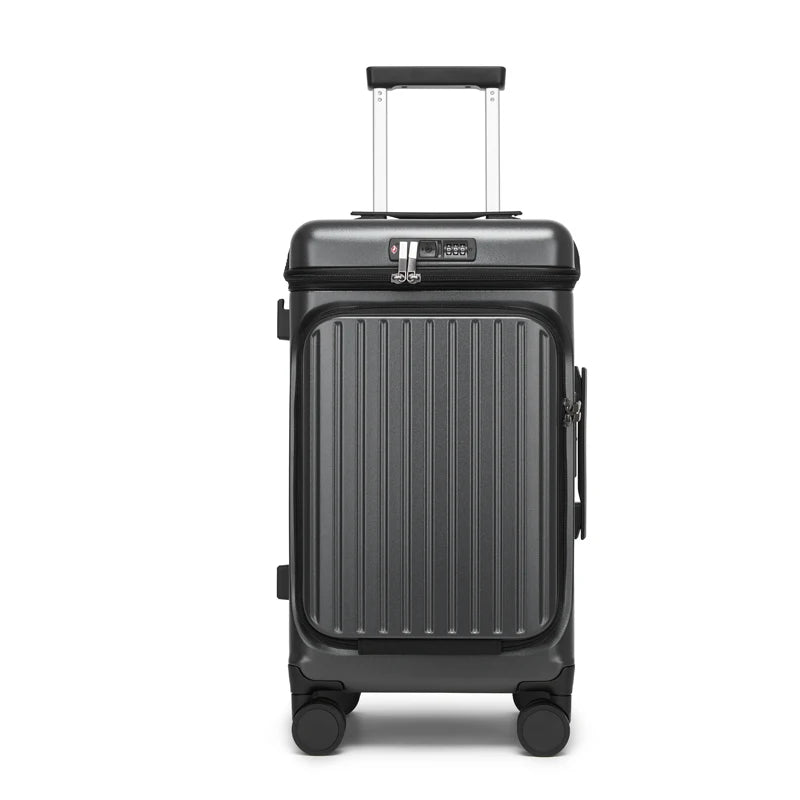 100% PC Hard Shell Luggage Front & Top Opening Suitcase with Spinner Wheels TSA Lock Laptop Compartment, Carry-On Travel Trolley