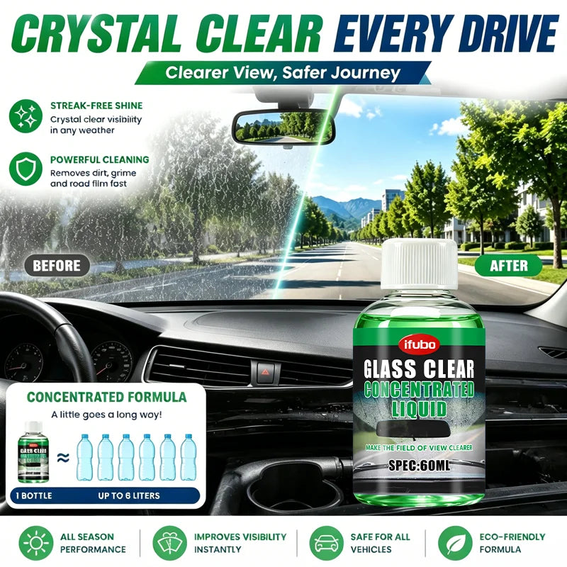 Ifubo Glass Cleaner 60ML Car Windshield Washer Fluid Concentrate Streak Free Auto Window Cleaning Solution For Clear Vision
