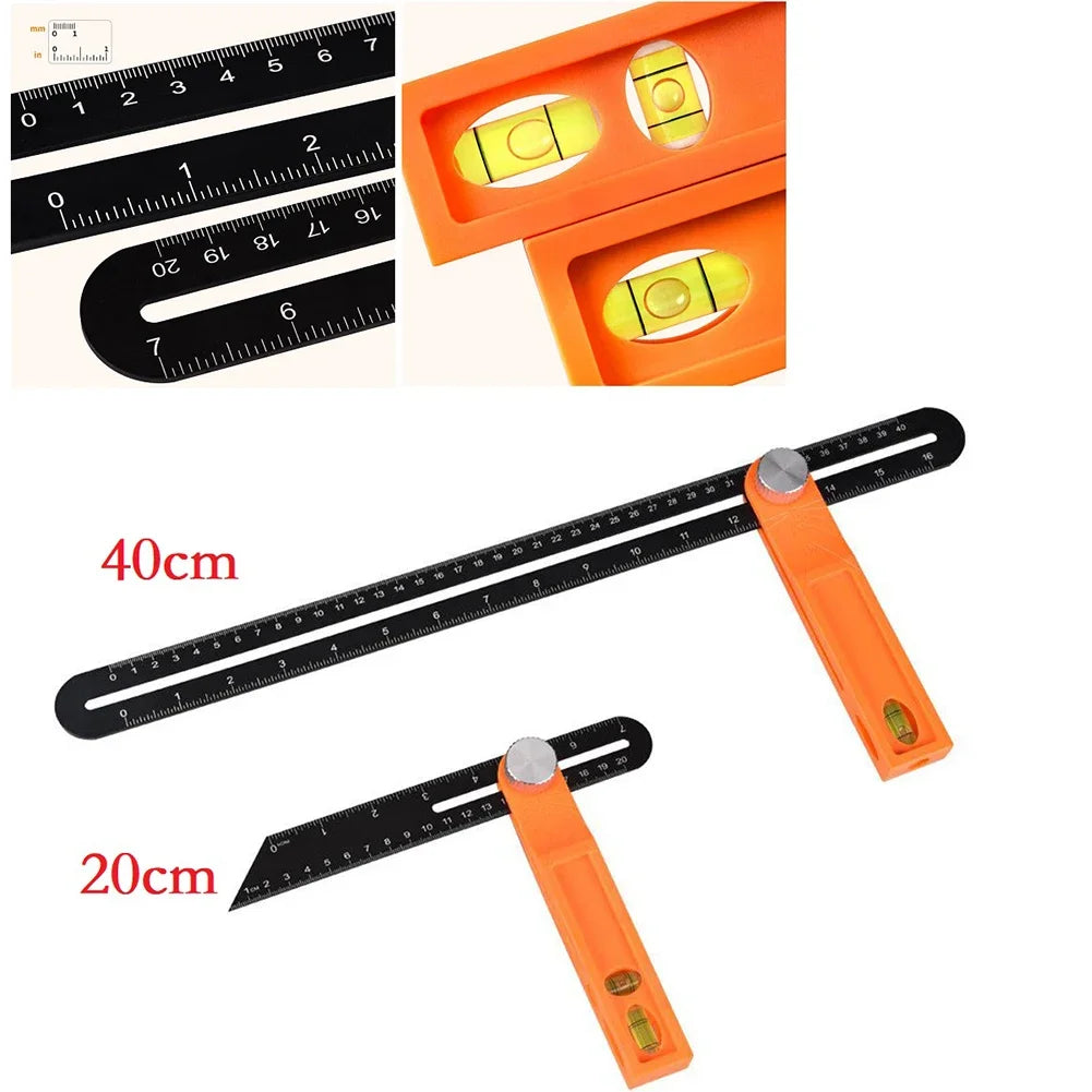 20/40cm T-shaped Angle Ruler Gauges Sliding Level Ruler Measuring Tool Detachable Adjustable Movable Right Angle Ruler Gauges