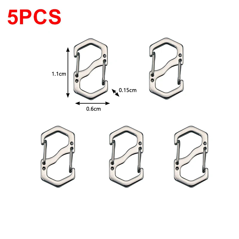 S Type Carabiner with Lock Anti-Theft Outdoor Camping Backpack Buckle Key-Lock Tool Metal Double Hooks Mini Keychain Lock Hook