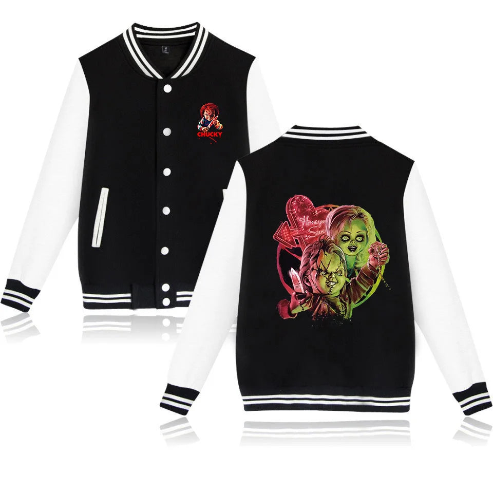 Child's Play Chucky Bomber Jacket Women Men Autumn Baseball Jacket Coat Student Streetwear Harajuku Bomber College Jacket