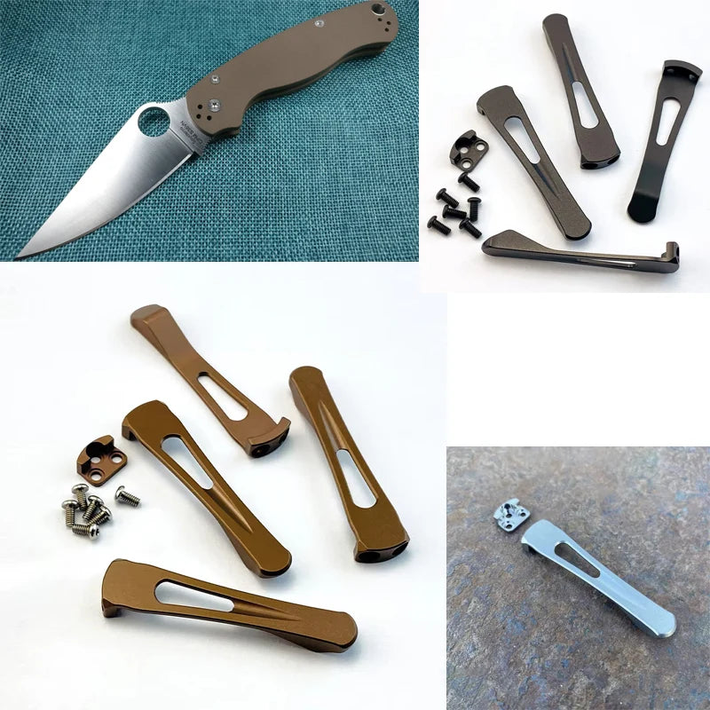 3 Colors With Screws CNC Standard Modular V2 Machined Titanium Integrated Clip For Spyderco C81 Paramilitary2 C223 Para3 Knives