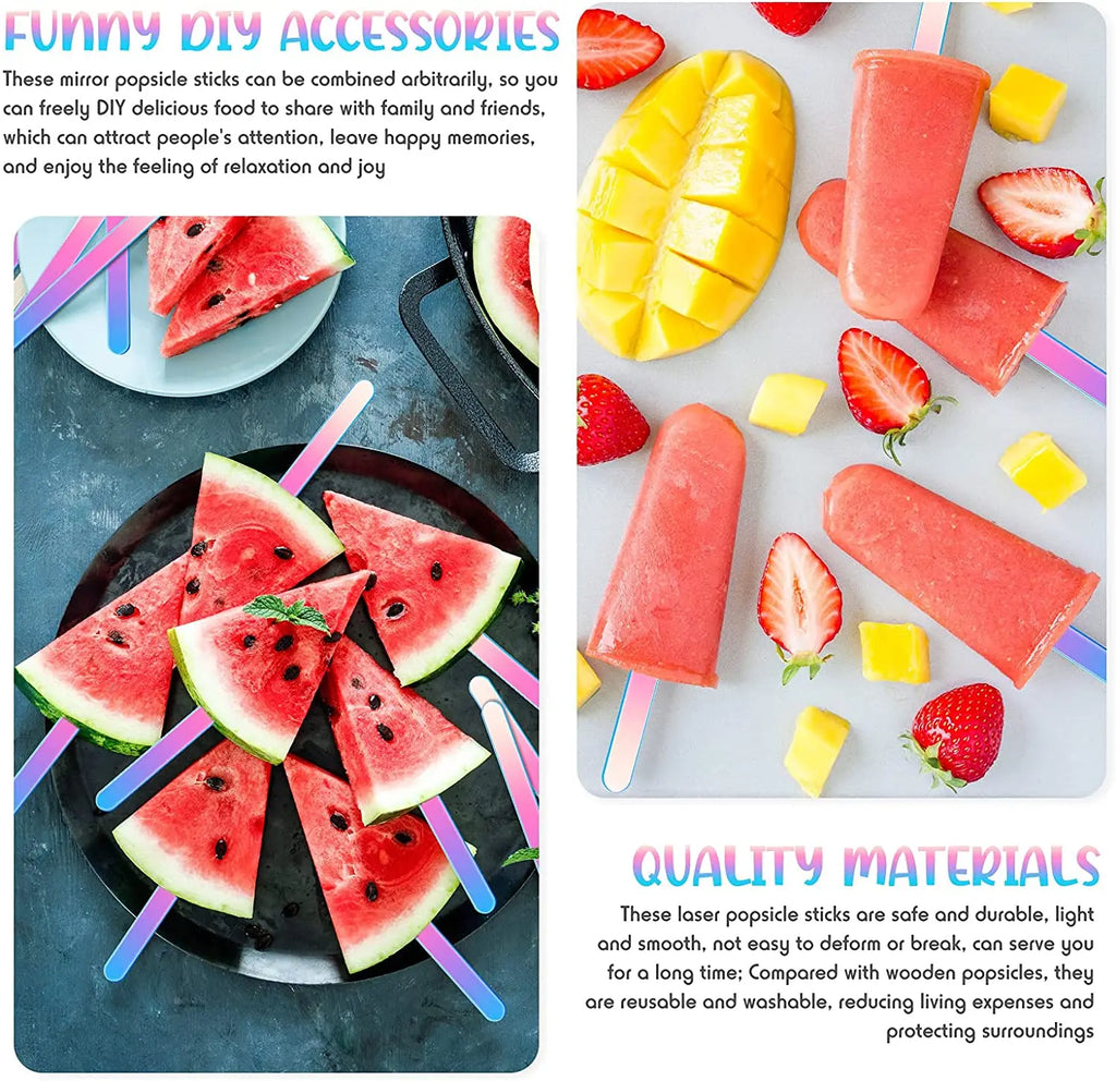 Mini Rainbow Color Neon Acrylic Cakesicle Popsicle Sticks for Ice Creamsicle Candy Apple for DIY Crafts Kids Home Party Holiday