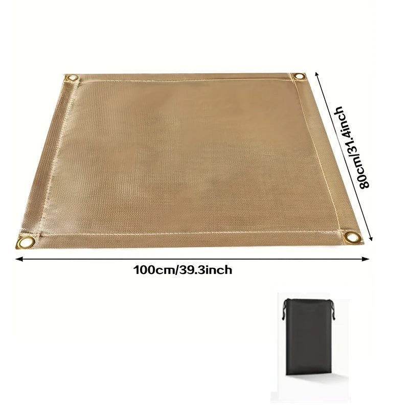 Outdoor Fireproof Cloth Heat Resistant Fabric Fiberglass Mat with Storage Bag for Camping Grill Picnic Barbecue Flame Protector