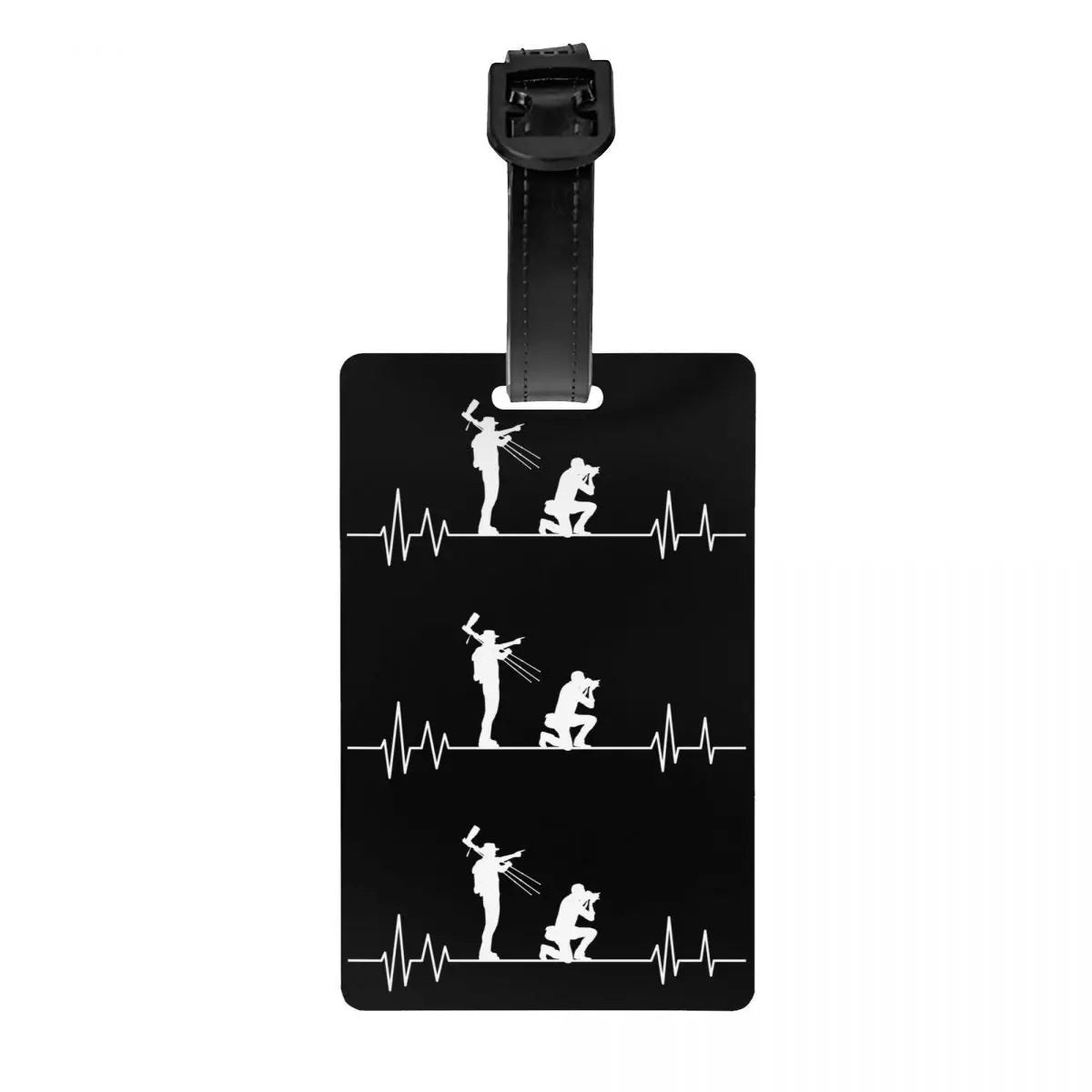 Custom Rock Guitar Heartbeat Luggage Tag With Name Card Music Singer Privacy Cover ID Label for Travel Bag Suitcase