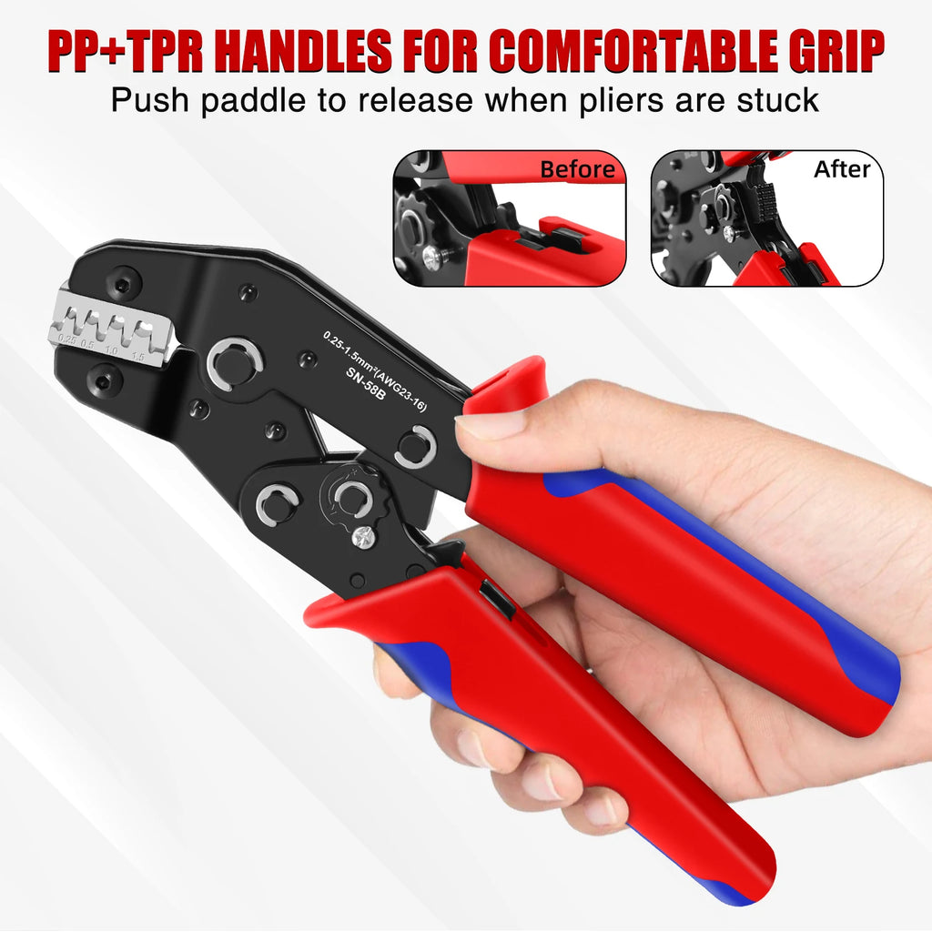 SN-58B Dupont Crimping Tool Kit 2.54mm Pitch Single Row Male Headers, Dupont Crimp Pins Jumper Wire Crimping Plier Hand Tool