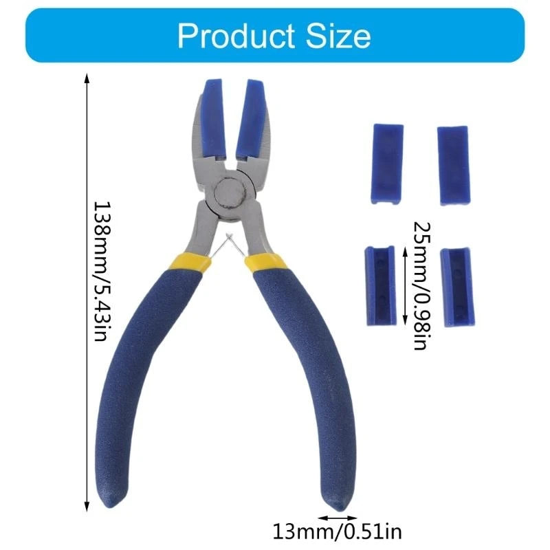 Set Of Flat Nose Plastic Pliers with 2Pairs Of Replacement for Precisions Work and Comfortable Grip