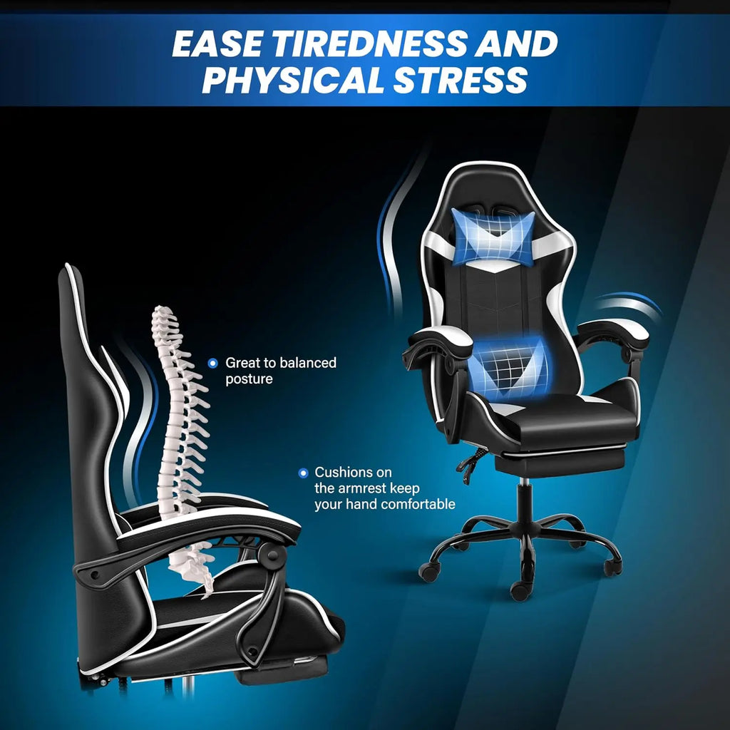 Gaming Chair, Ergonomic Computer Chair with Footrest and Lumbar Support, Height Adjustable Office Chair with 360°, Customized