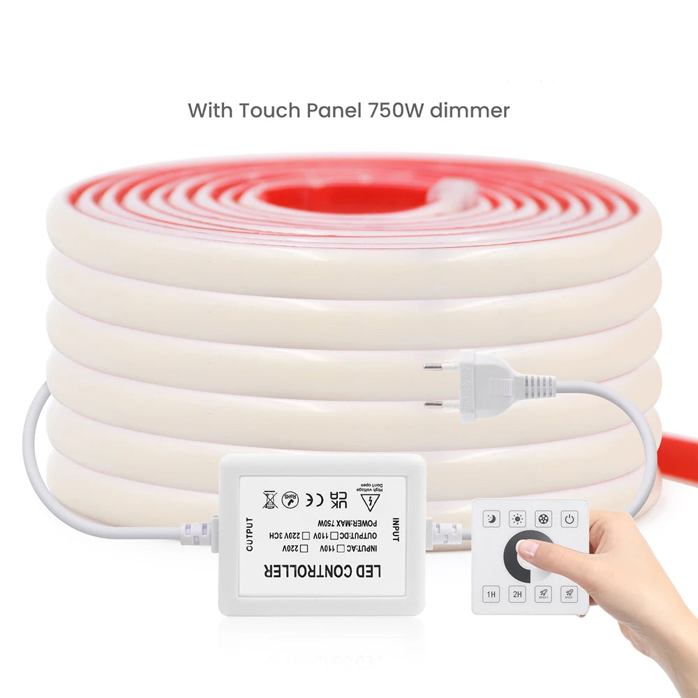 220V Bluetooth WIFI COB Neon LED Strip Light With Adhesive Tape 23key Remote Control Power Kit 288LED Waterproof Flexible Ribbon