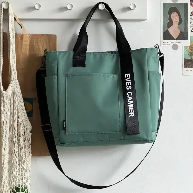 2024 New Casual Tote Large Capacity Shoulder Bag Nylon Waterproof Canvas Handbag Simple Fashion Messenger Bags for Schoolgirl