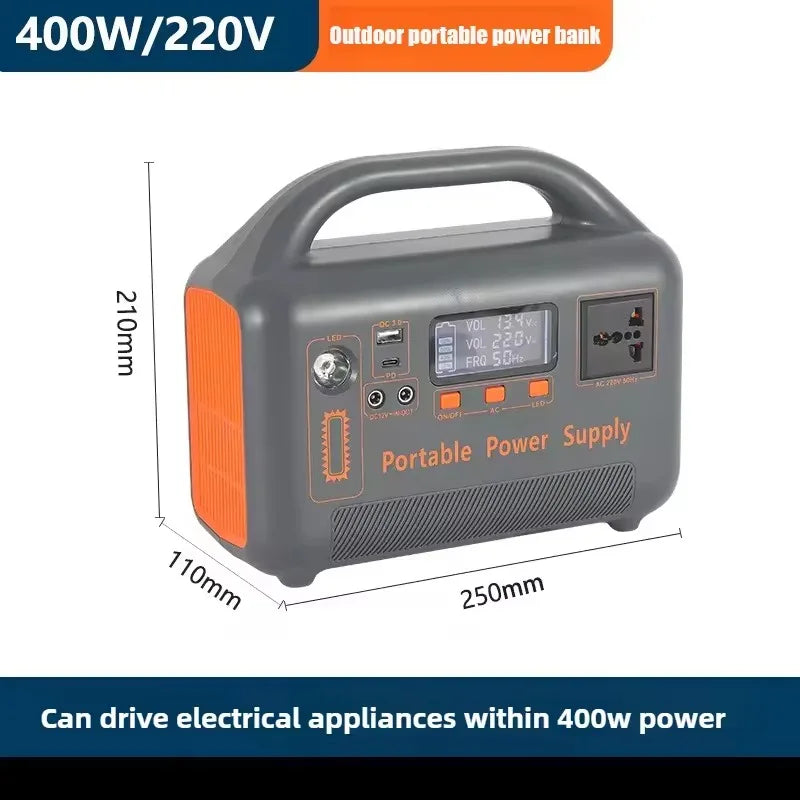 400W Portable Power Station 220V with Solar Generator (Optional) 192Wh Outdoor Emergency Power Bank Camping Power Bank