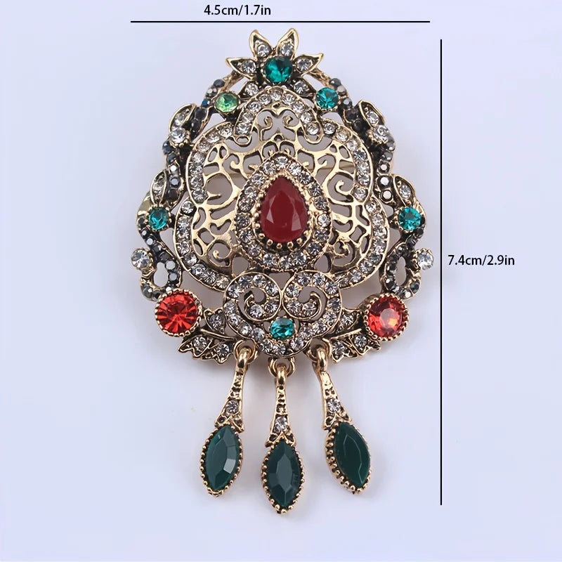 men's women's fashion crystal brooch retro metal baroque pin accessories