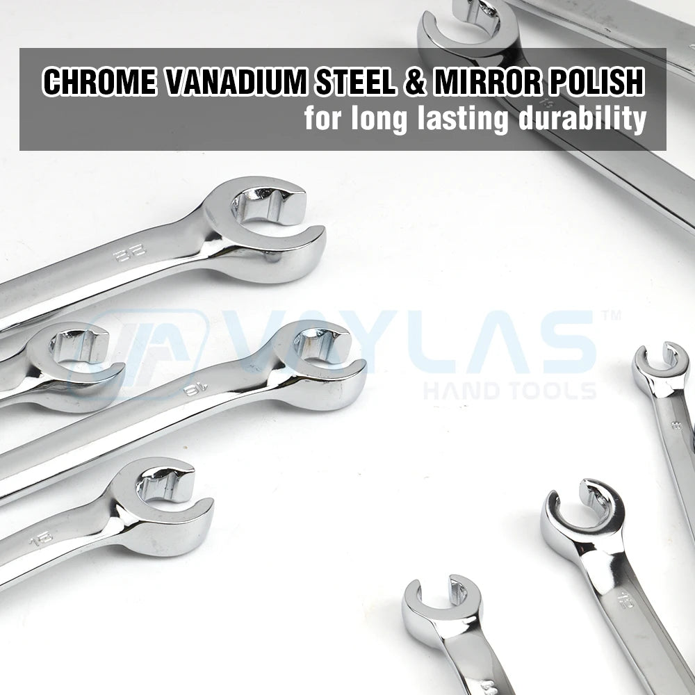 6-27mm Flare Nut Wrench Brake Line Wrench Key 15 degree Offset Double Open End Repair Remove Nuts on Fuel Tube in Tight Spaces