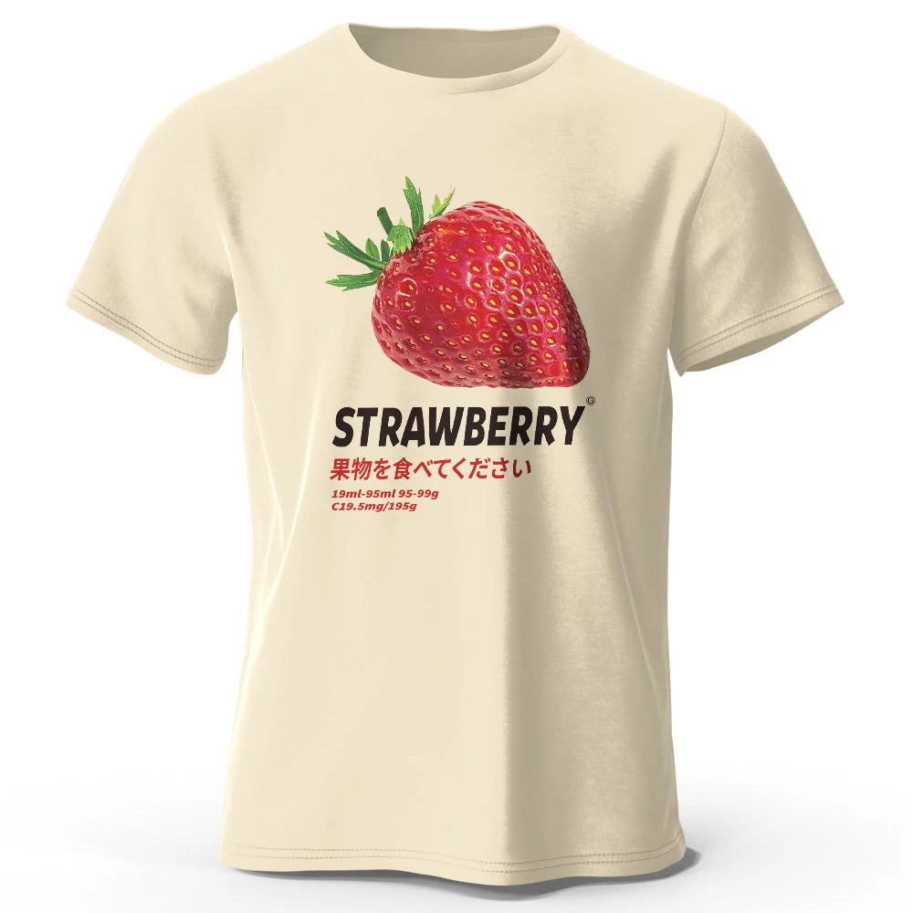 Strawberry Print T-shirt - Cute & Trendy Summer Top for Men Women, Soft & Comfortable Pure Cotton Tee