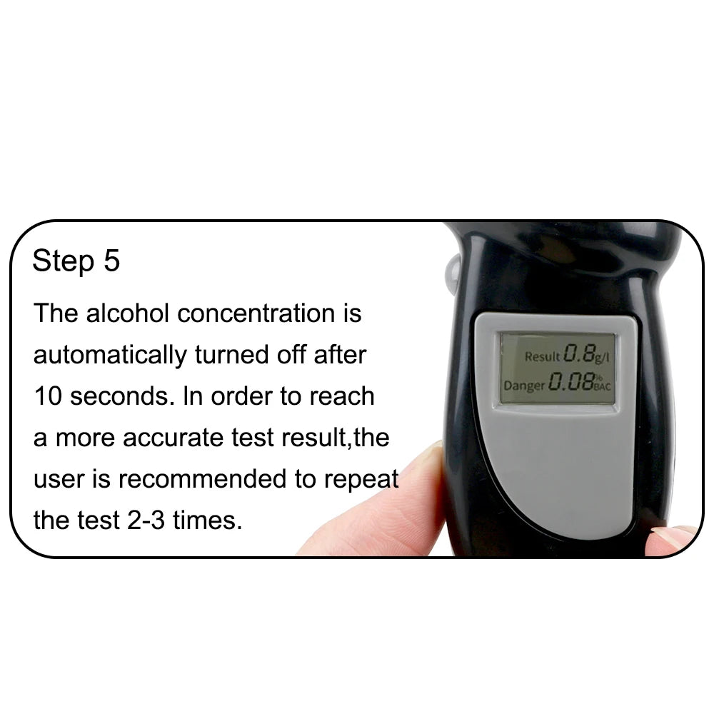 Portable Breath Alcohol Tester Handheld Breathalyzer Alcotest Alcohol Test Tool Digital Set Motorcycle Car Accessories Universal