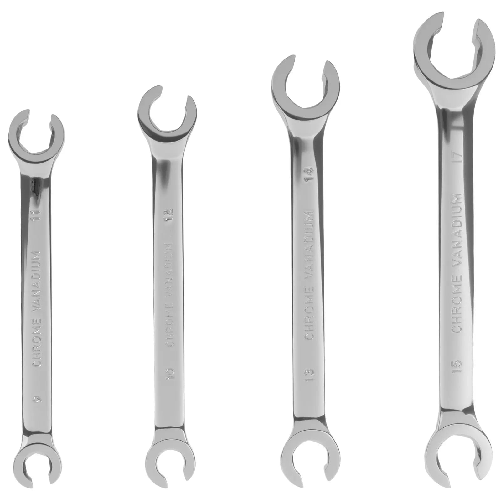 4Pcs Flare Nut Wrench Set Double End Metric 9 10 11 12 13 14 15 17mm Mirror Polished Surface Robust Etch Resistant for Machinery
