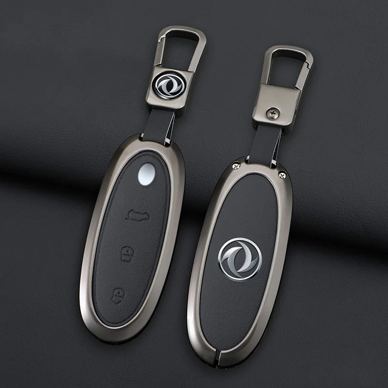 3 Buttons Zinc Alloy + Leather Car Key Case Cover Shell Skin Holder For 2024 Dongfeng NAMMI 01 new Energy Remote Key Protection